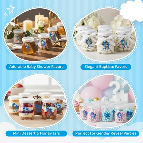 Vista 5 de Tanlade 1 pieza de recuerdos de baby shower para invitados, mini botellas de leche de vidrio con tapas, regalos de fiesta de baby shower