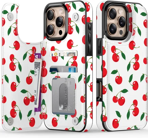 Vista 105 de FUNMIKO Funda tipo cartera para iPhone 13 con tarjetero, bloqueo RFID, protección de grado militar y obras de arte impresas con rayos UV, cierre