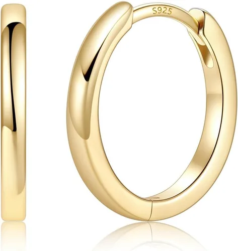 Vista 10 de Aretes de aro chapados en oro de 14 quilates para mujer, aretes de Dorado