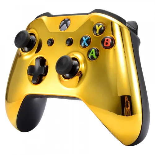 Vista 5 de eXtremeRate Chrome Gold Front Housing Shell Faceplate for Xbox One S & Xbox One X Controller - Controller NOT Included
