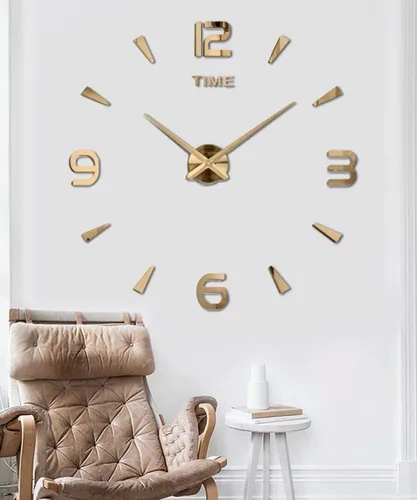 Vista 10 de Kit de reloj de pared grande, reloj de pared sin marco 3D con calcomanías de número de espejo para decoración del hogar, sala de estar, dormitorio