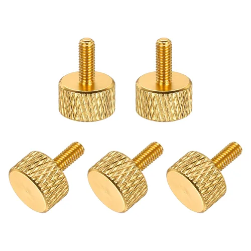 Vista 26 de MECCANIXITY 5 piezas M6x14mm Tornillos de pulgar estriado de cabeza plana, pernos de rosca completa de aleación de aluminio sólido para carcasas
