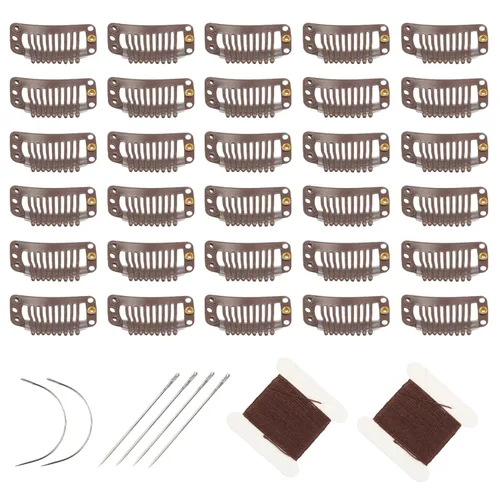 Vista 6 de 20 pinzas de pelo de acero inoxidable con 9 dientes, pinzas para Beige 9 dientes 20 piezas
