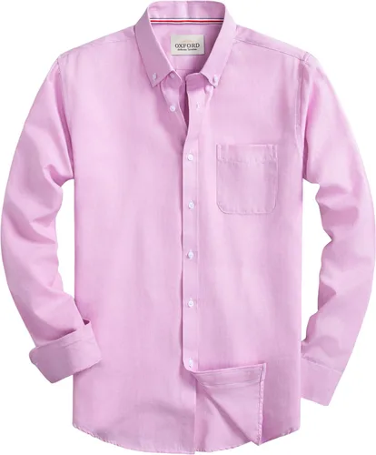 Vista 7 de Camisas Oxford de manga larga para hombre, ajustadas, ligeras, casuales, con botones y bolsillo