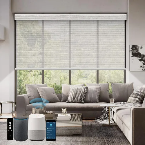 Vista 61 de SmartWings Persianas Motorizadas con Filtro de Luz, Compatible con Matter Thread Homekit Z-Wave Alexa Google, Persianas con 70% de Opacidad Safari