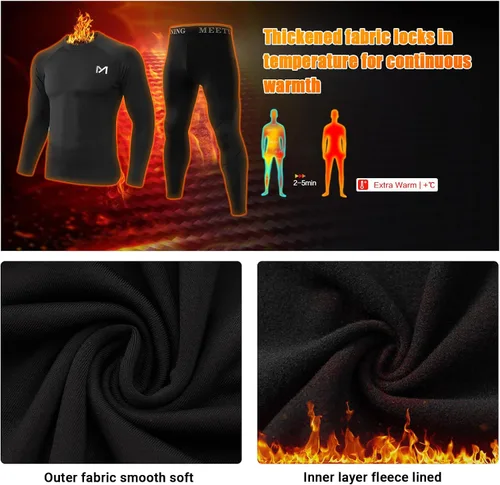 Vista 2 de Conjunto de ropa interior térmica para hombre y hombre, capa base larga