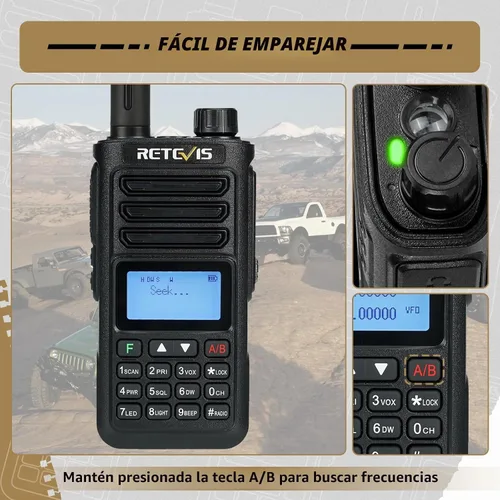 Vista 9 de Retevis RA89 Radio de mano Ham, radio de doble banda con micrófono
