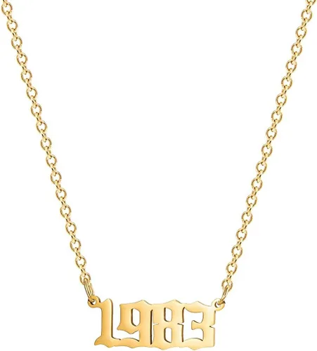 Vista 20 de Collar de acero inoxidable chapado en oro de 18 quilates, con número de cumpleaños, aniversario, joyería memorable para mujer