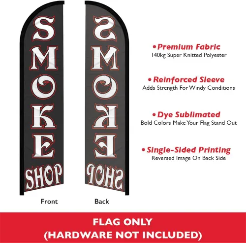 Vista 2 de Infinity Republic - Bandera de manga completa sin viento de Smoke Shop (negro) - Perfecto para tiendas de humo, negocios, tiendas de vapeo, ferias