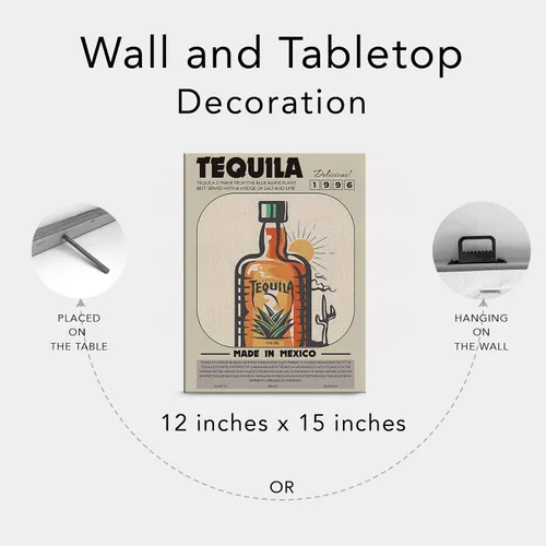 Vista 6 de Divertida impresión en lienzo de cóctel para decoración de pared de tequila, 12 x 15 pulgadas, decoración moderna para el hogar, cocina, bar