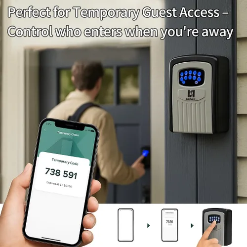 Vista 4 de RESET -104 Caja de bloqueo de llave Bluetooth – Resistente a la intemperie, IPX5, construcción de metal duradero, teclado retroiluminado, código