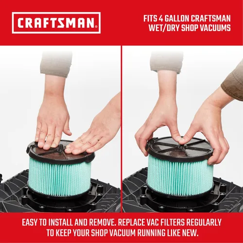 Vista 3 de CRAFTSMAN CMXZVBE38740 Filtro de vacío de repuesto para aspiradora de media altura HEPA para la mayoría de aspiradoras CRAFTSMAN Shop de 5 a 20