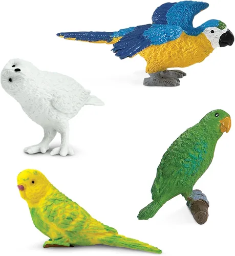 Vista 5 de Safari Ltd. Pájaros exóticos TOOB, Viene con 13 diferentes modelos pintados a mano, figuras de juguete, incluyendo Periquito, Macaw, colibrí, tucán