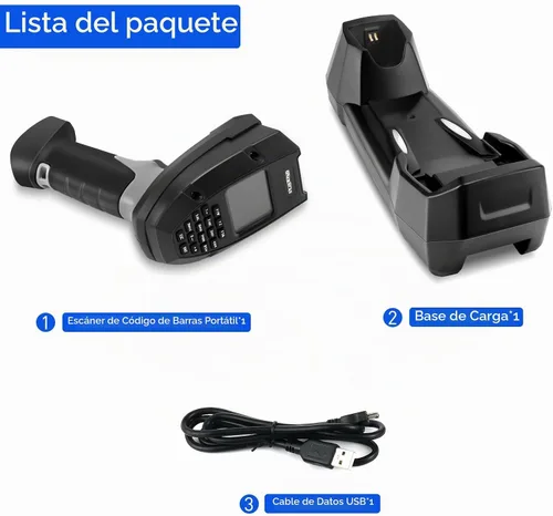 Vista 7 de Escáner de código de barras inalámbrico 1D 2D, escáner de inventario portátil Onewscan con base de carga, lector de código de barras, terminal