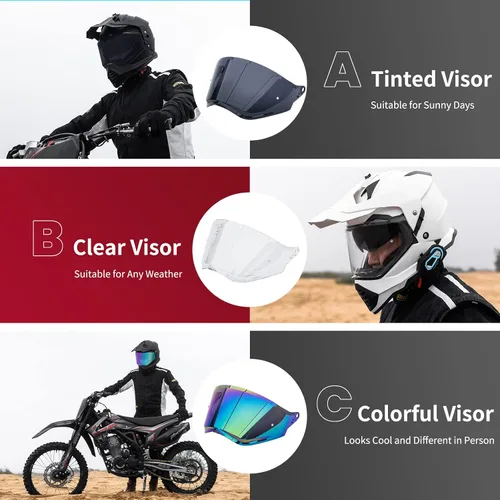 Vista 3 de ILM Visera exterior para casco deportivo dual modelo WS902 (visera, transparente)