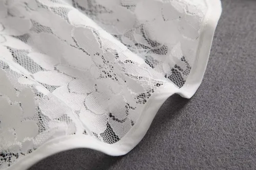 Vista 4 de YAKEF Mujeres Niñas Lotus Leaf Stand Collar falso desmontable media camisa blusa cuello de algodón