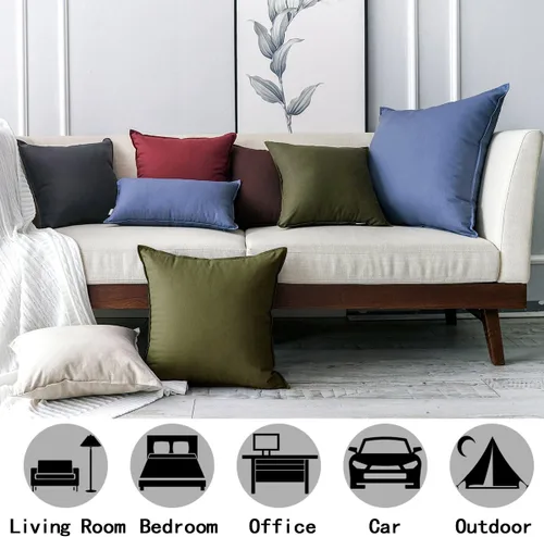 Vista 55 de Jeanerlor Funda de almohada decorativa de lino y algodón sólido de 18 x 18 pulgadas con cremallera, funda de cojín europea, funda de almohada
