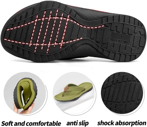 Vista 2 de MGGMOKAY Sandalias cómodas para hombre, con soporte de arco, sandalias casuales con correa en T para hombre, sandalias de verano para la playa