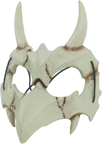 Vista 5 de Máscara de Halloween para niños y adultos estilo japonés diseño de esqueleto diseño de dragón tigre bestia