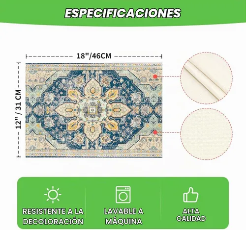 Vista 6 de Artoid Mode Juego de 4 manteles individuales estilo boho de plata, 30x46 cm rústicos de estilo granja para decoración mágica de mesa de otoño