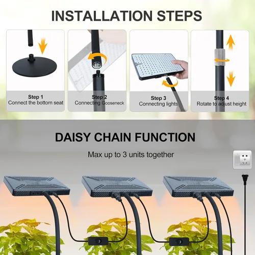 Vista 3 de FECiDA Luces de cultivo de escritorio para plantas de interior, bonsái, inicio de semillas, luz de cultivo UV-IR de espectro completo, consumo