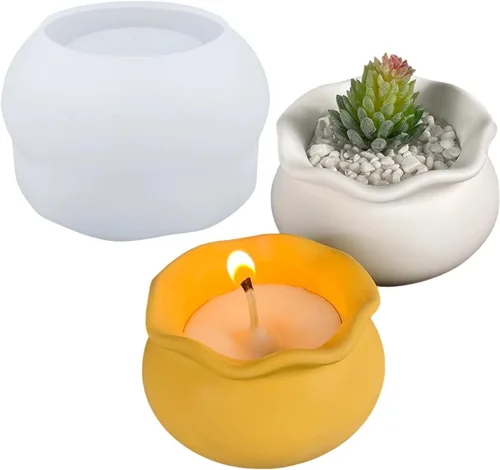 Vista 10 de Maceta geométrica de silicona, molde para suculentas, jarrón, cactus, molde de hormigón, resina epoxi, portavelas, yeso, cemento, arcilla