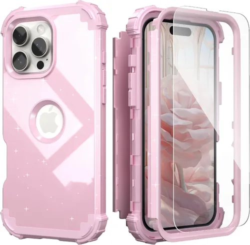 Vista 24 de IDweel Funda para iPhone 16 Pro Max con Protector de Pantalla, 3 en 1 Resistente a Golpes Ajuste Delgado Híbrida de Servicio Pesado Cubierta Dura