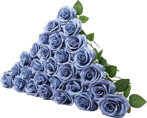 Vista 38 de LVEFIT 12 rosas artificiales de seda con tallo largo para bodas, despedidas de soltera, fiestas, decoración del hogar Blush
