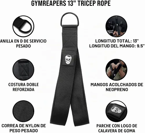 Vista 2 de Gymreapers Conexión de cable de cuerda para tríceps - Accesorio de cable de tracción para tríceps de múltiples entrenamientos - Conexión de cable
