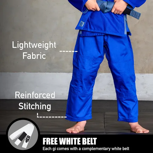 Vista 3 de Elite Sports Kids BJJ GI - Kimono brasileño Jiujitsu Gi con tela preencogida y cinturón, para niños y jóvenes, aprobado por la IBJJF