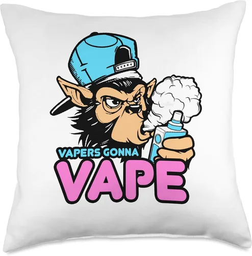 Vista 5 de Vaping Shirt Vape Store Gift Monkey Vapers Gonna Gorilla T-Shirt Vape Tee Throw Pillow, 16 x 16 pulgadas, multicolor