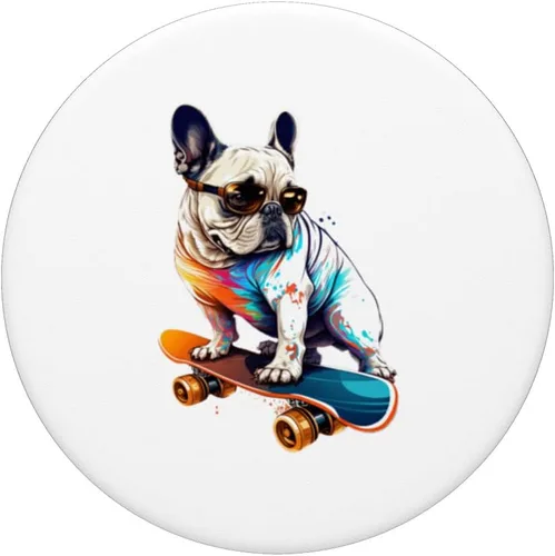 Vista 3 de Bulldog francés - Gafas de sol para patineta, Bulldog Frenchie PopSockets intercambiables PopGrip