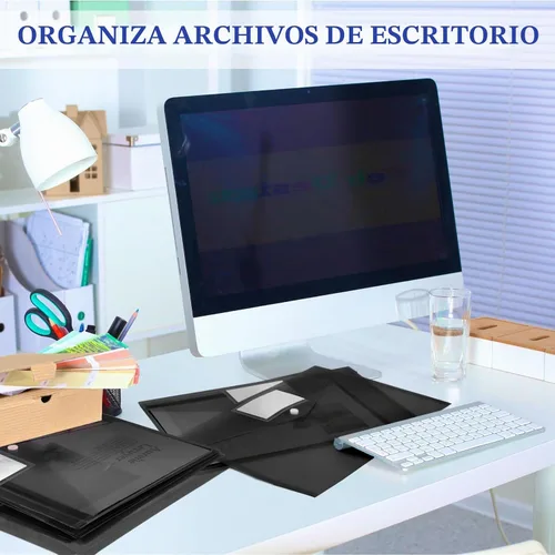 Vista 6 de Yeaqee 50 piezas de sobres de plástico sobres de polietileno carpetas de archivos con botón a presión carpetas transparentes para documentos
