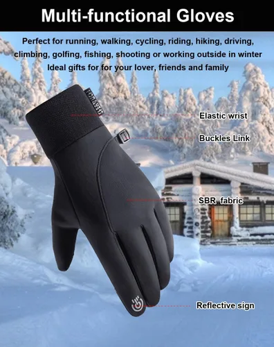 Vista 5 de Guantes de invierno para hombres y mujeres, guantes de pantalla táctil, guantes de correr, guantes de ciclismo, guantes cálidos