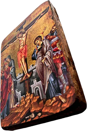 Vista 4 de Icono de madera griego cristiano ortodoxo madera de la crucifixión / A0