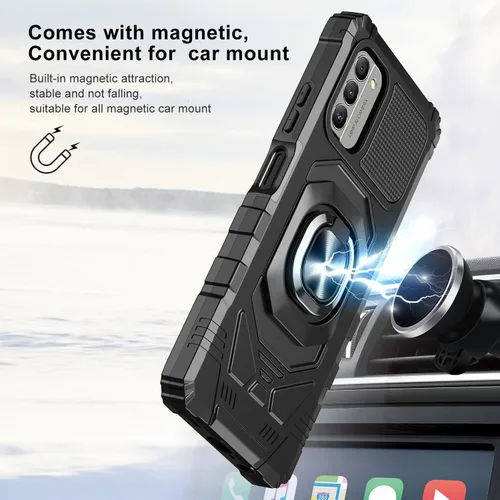 Vista 7 de Funda inalámbrica Galaxy para Nokia C300/G100 con protector de pantalla de vidrio templado, soporte de coche con anillo de soporte a prueba