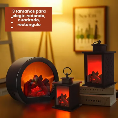 Vista 7 de Ragyzity Faroles LED portátiles sin llama, luz de chimenea con efecto de llama de registro de simulación LED, interruptor táctil, llama