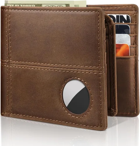 Vista 7 de Cartera con soporte AirTag, Marrón café, Moderno