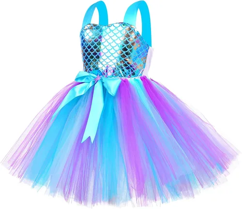 Vista 4 de Tutu Dreams Full Set Mermaid Dress for Girls Birthday Halloween Party Gifts Dress Up Clothes
