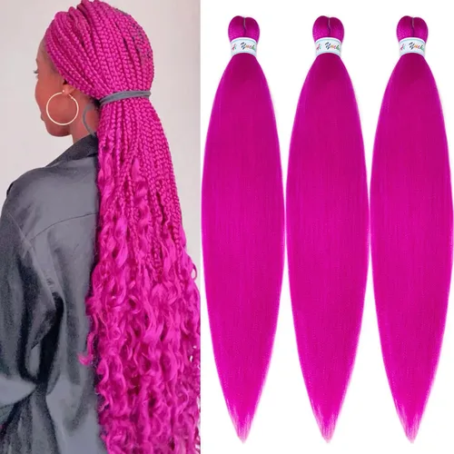 Vista 27 de Pelo trenzado corto 1B negro preestirado Extensiones de pelo trenzado para niños para trenzas de caja sin nudos, pelo trenzado preestirado de 16