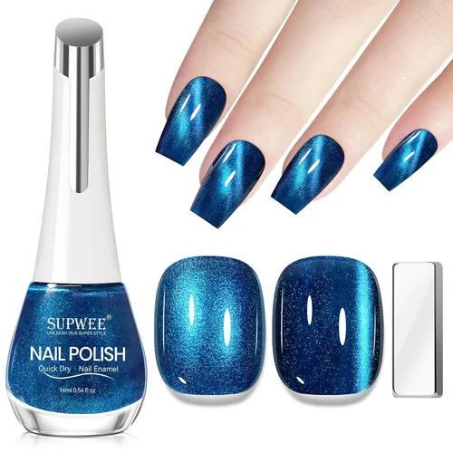 Vista 16 de Esmalte de uñas de ojo de gato con perla de sirena, secado rápido, esmalte de uñas magnético sin gel con imán, esmalte de uñas de ojo de gato