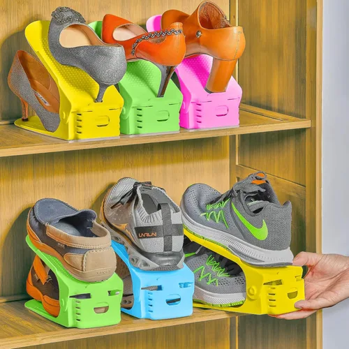 Vista 4 de Shoepal - Organizador de ranuras para zapatos, apilador ajustable y ahorro de espacio de almacenamiento, soporte de zapatos de doble cubierta