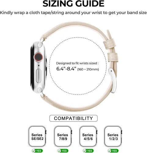 Vista 6 de HANDODO Italian Genuine Leather Band Women for Apple Watch Series 11 10 9 8 7 6 5 4 3 2 1 SE SE2 Ultra 2/3, SGS Certified Dressy Bracelet Cute Strap