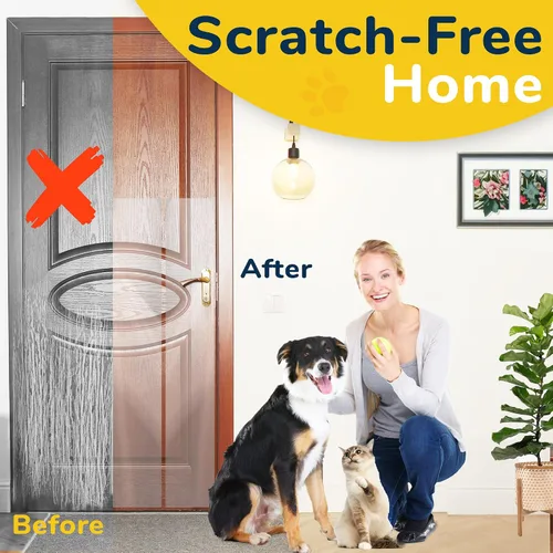 Vista 5 de PROTECTO - Protector de puerta contra arañazos de perros con cuchillo utilitario, 1 paquete de 60 x 8 pulgadas Door Scratch Protector for Dogs &
