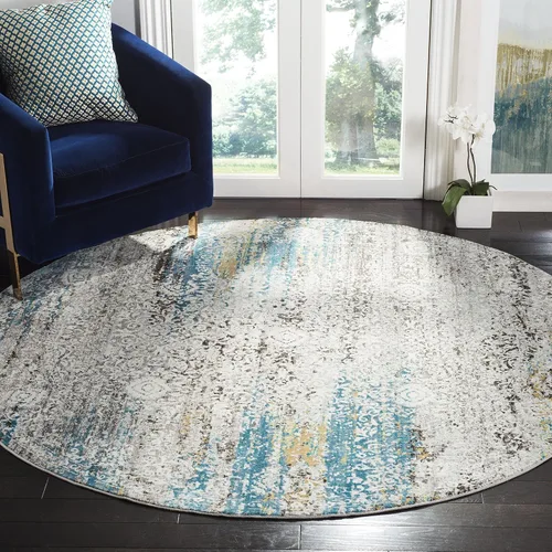 Vista 16 de SAFAVIEH Aria Collection - Alfombra de pasillo de 2 x 6 pies, color beige y azul, diseño bohemio chic envejecido, no desprende pelusa y de fácil