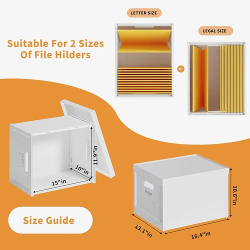 Vista 2 de Seseno Caja organizadora de archivos con tapa, organizador universal de archivos colgantes, caja de carpetas de archivos de tamaño carta/legal