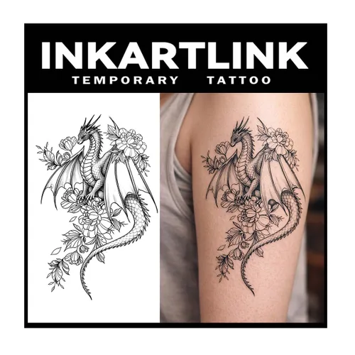 Vista 17 de INKARTLINK Tattoo Tech, 2 hojas de tatuaje semipermanente mediano, tatuajes temporales de diseño artístico para adultos, dura 1-2 semanas