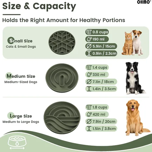 Vista 3 de OHMO Slow Feeder Dog Bowl, 5.9" Lick Mat for Dogs, Diamond, Camo Green verde (camo green)