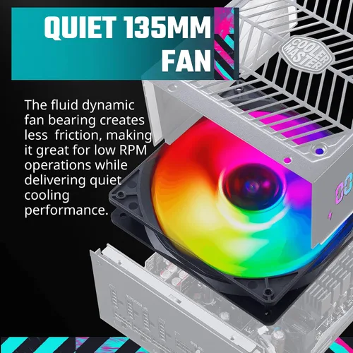 Vista 8 de Cooler Master XG650 Plus Platinum ARGB totalmente modular, 650W, panel de visualización de información incorporado, ventilador silencioso ARGB 5.315