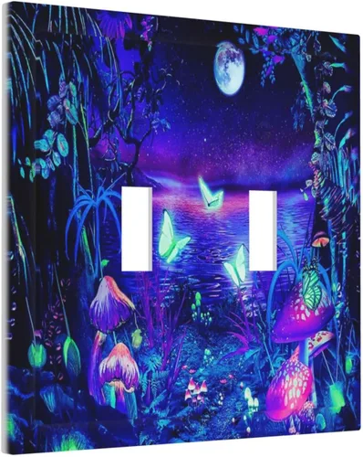 Vista 82 de Pintura al óleo de flores abstractas de 1 cuadrilla de interruptor de luz dúplex individual cubierta de salida placa de pared decorativa Placa